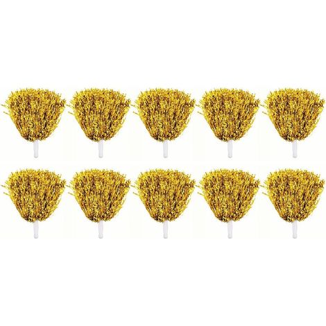 Lot de 10 pompons de cheerleading avec poignée droite, réutilisables, en plastique avec effet éclair, pour le basketball et le baseball. (1/5)