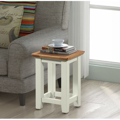Hallowood Furniture Clifton Oak Painted Green Off White Small Occasional Table, Solid Wooden Small Sofa Side, Lamp, Coffee Table Perfect for Living Room, Bedroom or Hallway, Fully Assembled (1/5)