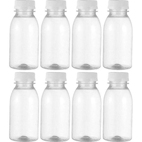 Lot de 8 bouteilles d'eau vides, bouteilles de boissons ménagères réutilisables, contenants à jus avec couvercles (1/4)