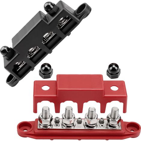 2 x bloc de distribution, 250 A boîte de barre de bus avec 4 x M10 boulons de terminal, module de haute performance, 12 V-48 V DC bloc de distribution de puissance, courant de mise à la terre pour voi