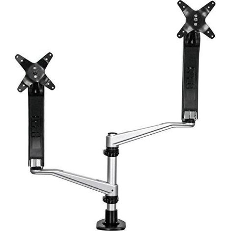 StarTech.com Dual Monitor Mount w/Full-Motion Arms - Side-by-side/Stackable - Verstellbarer Arm fr LCD-Display - Kunststoff, Aluminium, Stahl - Schwarz, Silber - Bildschirmgre: 76,2 cm (30) - Tischmon (1/4)