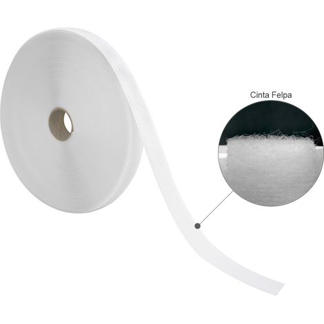 WOLFPACK LINEA PROFESIONAL cinta velcro felpa con adhesivo blanco rollo 25 metros