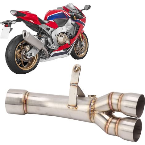 Motorradauspuffmodifikation: Mittelrohr aus Edelstahl 304 (Schalldämpfer entfernt), Katalysator-Ersatzrohr für Honda CBR1000RR 2017-2019 (1/5)