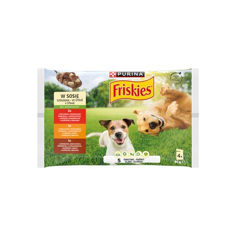 FRISKIES ADULTO con ternera, pollo, cordero y verduras en salsa 4x85g