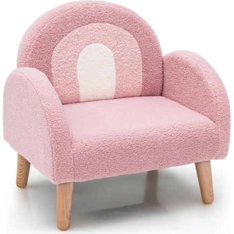COSTWAY Divano Sedia per Bambini con Tessuto Morbido, Sedia Imbottita con Schiuma ad Alta Elasticità Gambe in Legno Massiccio, Adatta per Asilo Sala, Giochi Camera (rosa) (1/5)