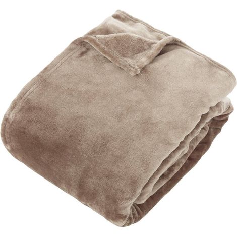 Coperta di flanella ollis in lino beige 260x240cm - Atmosphera créateur d'intérieur