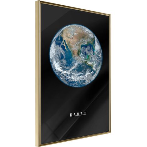 Affiche Murale Encadrée "The Solar System Earth" 21 x 30 cm Or