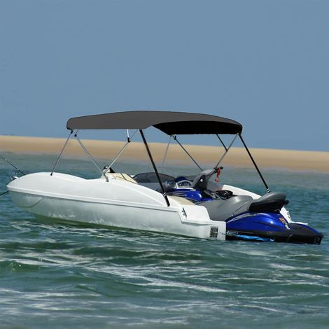 Auvent Bimini à 4 arceaux pour Bateau - Bâche pour Bateau Anthracite 243x(230-244)x137 cm BV722414 - BonneVie (1/5)