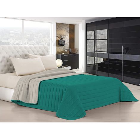 Trapuntino Estivo Linea Elegant Made in Italy Copriletto Stampato in Morbida Microfibra - Trapunta Primavera Estate Mezza Stagione - Matrimoniale 260x270cm, Acqua/Grigio Chiaro (1/4)
