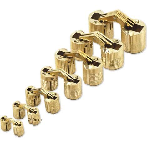 TAISHENGDA- Mini Cylindriques Charnière 10mm Pour Porte D'armoire Connexion Du Panneau Petite Boîte De Bricolage À La Main Charnières Dissimulées En Laiton Mat Angle D'ouverture De 180 Degrés 8 Pièces (1/5)