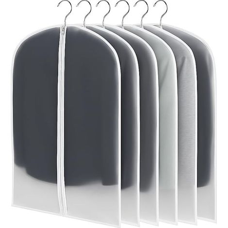 Housses à Vêtements Légères Lot de 6 Transparentes 60x100\u202fcm Anti‑poussière Imperméables Résistantes à l’humidité et à la moisissure pour Robes, Vestes, Chemises (1/5)