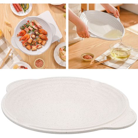 Plaque de cuisson antiadhésive blanche de 32 cm pour barbecue coréen, compatible avec les plaques à induction. (1/5)