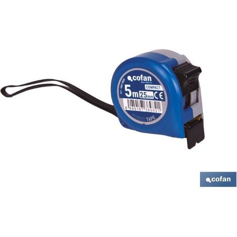 Flexómetro estándar con botón de bloqueo y funda antichoque 5m x 25mm fabricado en ABS y metal (1/5)