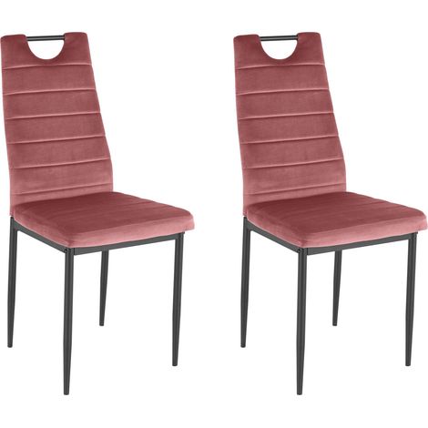 MandyLot de 2 chaises de salle à manger en velours rose (1/5)