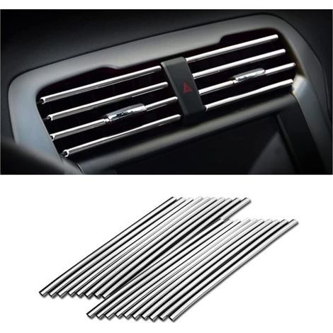 20 PCS Decorative Strip for Car Air Conditioner, Car Interior Accessories, Multicolor Decorative Strip for Most Air Vents (Silver) (1/5)