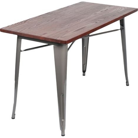 Industrieller rechteckiger Esstisch aus Holz und Stahl, 120 x 60 x 76 cm, Thinia Home