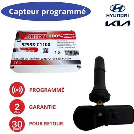 Sensore pressione pneumatici TPMS preprogrammato 433 MHz per HYUNDAI i20, ix35, Tucson, Santa Fe, Bayon - 52933-C1100