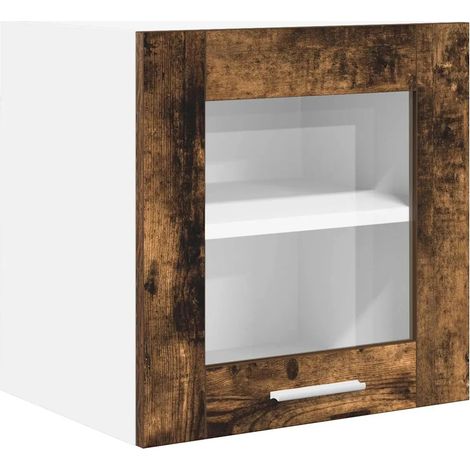 Armoire suspendue bois d'ingénierie grand espace de rangement 40 x 31 x 40 cm en bois chêne fumé (1/5)