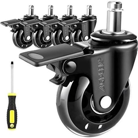 4 Roulettes Pivotantes 50 mm avec Frein, Charge 200 kg, + 16 Vis, pour Meubles et Bricolage (1/4)