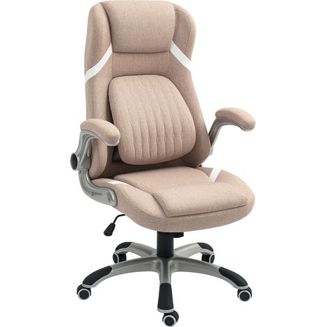 Vinsetto Sedia Ergonomica Girevole da Ufficio in Tessuto Effetto Lino Marrone (1/5)
