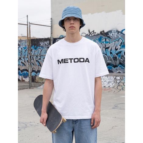 Maglietta a maniche corte oversize XXL Method Sport Name bianca (1/5)