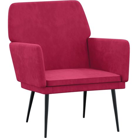 Sillón de terciopelo rojo tinto 62x79x79 cm vidaXL