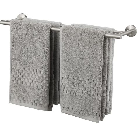 Double porte-serviettes, porte-serviettes de salle de bain, acier inoxydable SUS 304, porte-serviettes mural, 50 cm, finition brossée. (1/5)