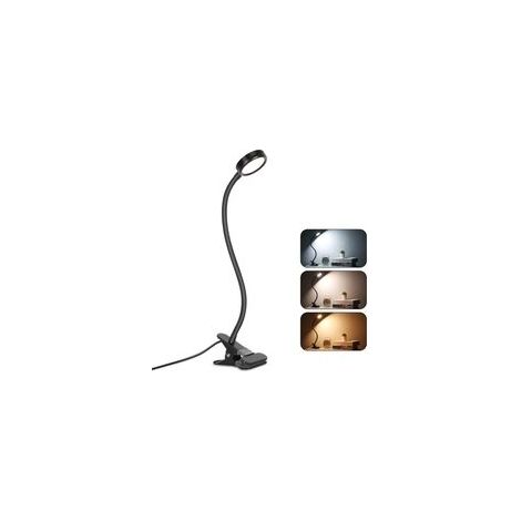 Lampe de Bureau à Pince Noire Lampe LED Flex à 360° avec Réglage de Luminosité pour Lecture et Études (1/5)