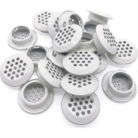 Lot de 20 grilles d'aération circulaires de 25 mm en acier inoxydable pour soffite de cuisine. (1/5)