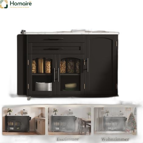 Desserte de cuisine en mdf noir 138 x 70 x 90 cm HOMAIRE (1/5)