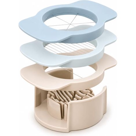 Coupe-œufs Durs avec 3 Lames en Fil Inox 18/10 Ultra-Fin 0.8mm, Coupe Oeuf Cuit Robust Plastique ABS Solid Trancheuse Oeuf (1/5)
