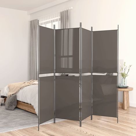 vidaXL Cloison de séparation 4 panneaux Anthracite 200x200 cm Tissu