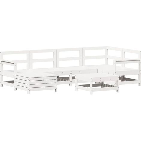 Maison Exclusive - Set Divani da Giardino 7 pz Bianco in Legno Massello di Pino