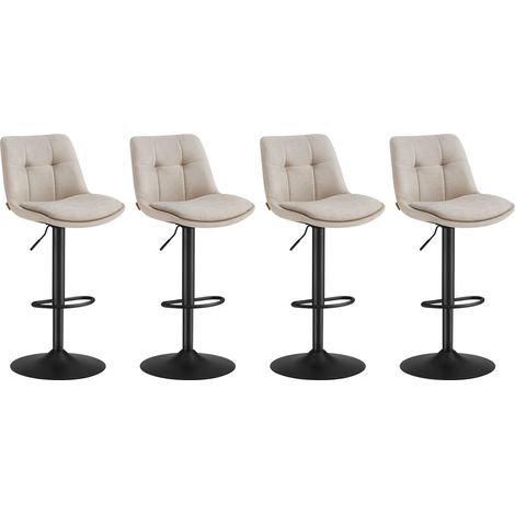 Vasagle – Tabouret de bar pivotant réglable – Lot de 4 – Hauteur assise 65-85,5 cm – Structure en acier – Dossier et repose-pieds confortables – Blanc crème (1/5)