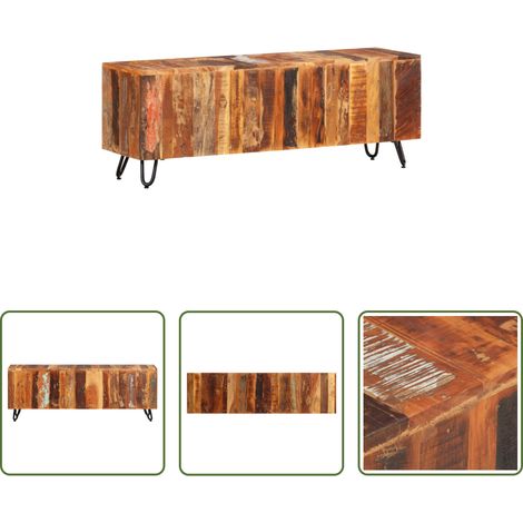 vidaXL Bois recyclé - Meuble TV 110x30x40 cm Bois massif de récupération (1/5)