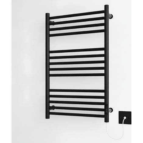 Belfast  Dry Electric Black Stainless Steel Towel Rail 720mm High 500mm Wide Energy Efficient
