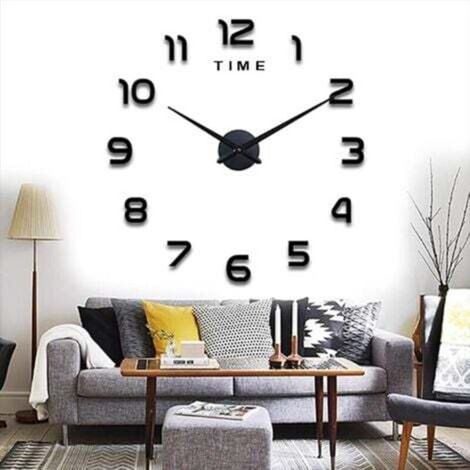 Horloge murale moderne silencieuse en métal noir – Grand modèle DIY pour bureau ou intérieur, sans tic-tac (1/5)