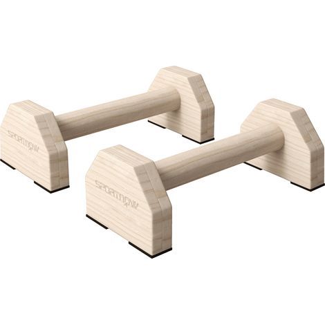 Barres de pompes (lot de 2), robustes et antidérapantes, supportant jusqu'à 120 kg, en bois de hêtre, 30 x 13 x 10 cm, finition naturelle (1/5)