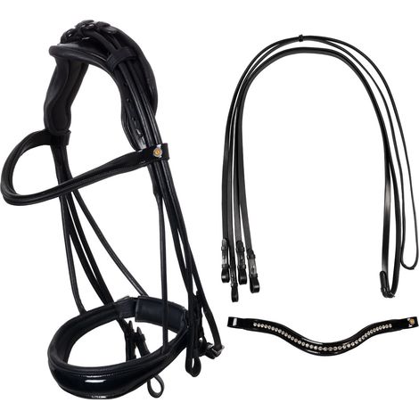 EQUESTRO Briglia dressage cuoio sovracapo anatomico EXTRA-FULL (1/5)