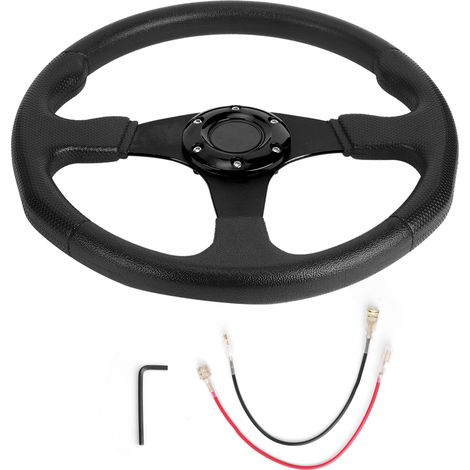 Volant sport de course 350 mm/14 pouces, jante profonde, fixation 6 boulons, accessoire universel modifié, noir
