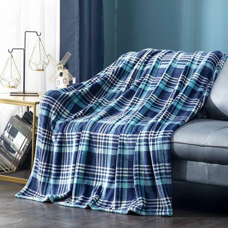 Couverture Rayée - 100 x 130 cm - En Polyester - Pour Canapé Lit Camping Décoration Intérieure - 1 Pièce (1/5)