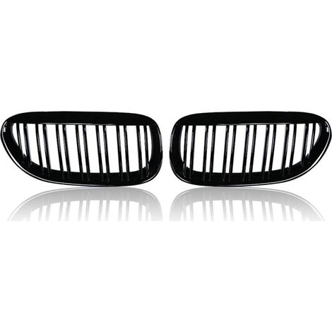 Doppelliniger Frontstoßstangengrill für BMW 6er E63 E64 (Modelljahre 2004-2010), Renngrill-Zubehör, glänzend schwarz.
