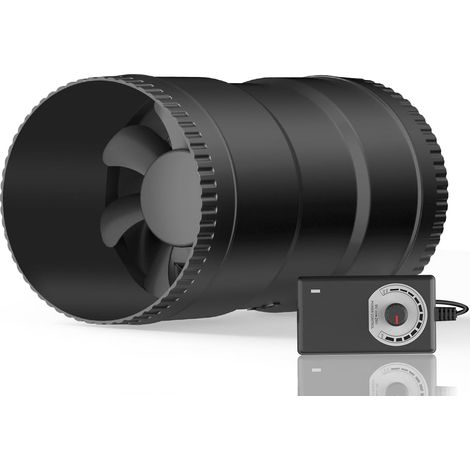 6-Zoll-Inline-Kanalventilator mit Drehzahlregler – 345 CFM Luftstrom, 19,2 W extrem niedriger Stromverbrauch und geringe Geräuschentwicklung