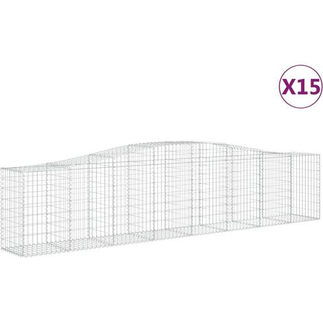 Paniers à gabions arqués 15 pcs  Mur en gabion 400x50x80/100 cm Fer galvanisé