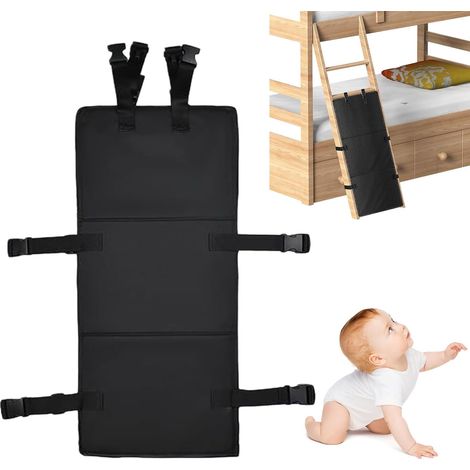 Etagenbett Leiterabdeckung, Hochbett Leiter Schutz Faltbares mit Verstellbaren Schnallen (78.7x36.8cm), 600D-Oxford Etagenbett Leiterpolster Verhindern Sie Klettern für Kinder, Schwarz (1/5)