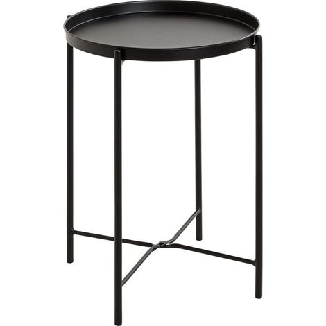 Table d'appoint, Table de salon ronde en métal coloris noir - diamètre 39 x hauteur 50 cm (1/4)