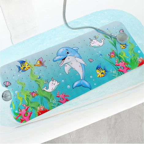 1 Tapis de bain, antidérapant, 169 ventouses, trous d'évacuation, lavable machine, baignoire