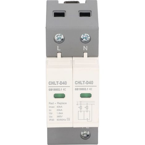 Modularer Wechselstrom-Überspannungsableiter 2P 40kA 385V, Überspannungsschutzgerät, flammhemmende Ausführung, schnelle Ansprechzeit, Blitzableiter für Schalttafeln. (1/5)