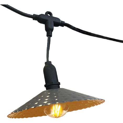 Lumisky – Guirlande lumineuse solaire 10 ampoules 6M – Alimentation hybride solaire et secteur – Certifiée IP64 pour extérieur – Lumière blanc chaud