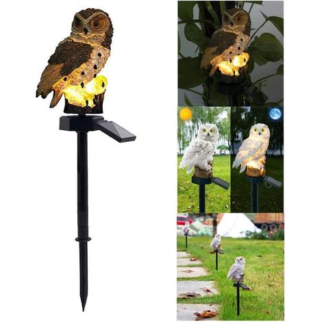 Lampe solaire extérieure étanche pour jardin, forme hibou, décoration chemin pelouse, marron 842cm, 1 pièce (1/3)